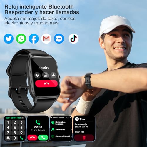 Reloj Inteligente Hombre Alexa Instalado Smartwatch Hombre con llamada Bluetooth Monitor de Frecuencia Cardíaca SPO2 Smartwatch Rastreador de Sueño Reloj Inteligente 110+ Deportes para iOS Android