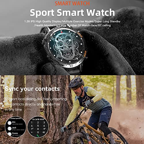 Reloj Inteligente Hombre con Llamada y Whatsapp, 1,39" AMOLED 5ATM Impermeable Reloj Smartwatch 123 Deportivo Hombre con Monitor Sueño, Oxígeno Sanguíneo, Podómetro, Pulsómetro Android iOS (Plata)