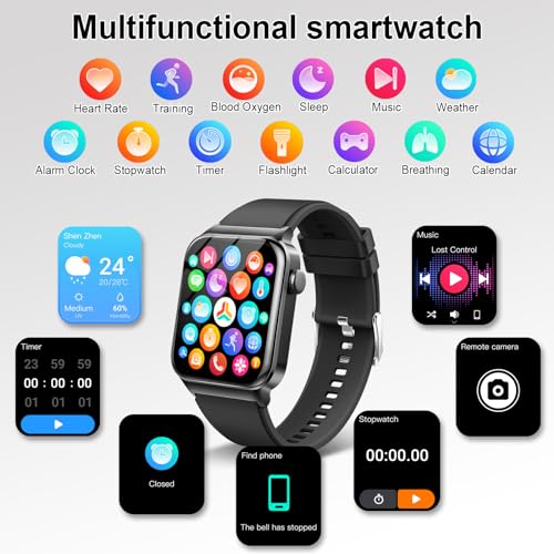 Reloj Inteligente Hombre Mujer Llamada Bluetooth 1.85" Smartwatch Pulsómetro, Monitor de Sueño, Pulsera Actividad 110+ Modos Deportivos Podómetro Cronómetros Impermeable IP68 Reloj Digital Android iOS