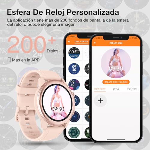 Reloj Inteligente Mujer - 1,32" HD Smartwatch Mujer con Llamada Bluetooth,IP68 Impermeable Reloj Deportivo Mujer,300 mAh,Notificación,Monitor de Ritmo Cardíaca/SpO2/Sueño,Podómetro,para Android IOS