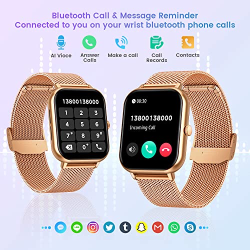 Reloj Inteligente Mujer Smartwatch con Llamada: 1.83" Reloj Digital Mujer con Podómetro Caloría Pulsómetro 100+ Modos Deporte Smart Watch Pulsera Actividad Impermeable Reloj Deportivo para Android iOS