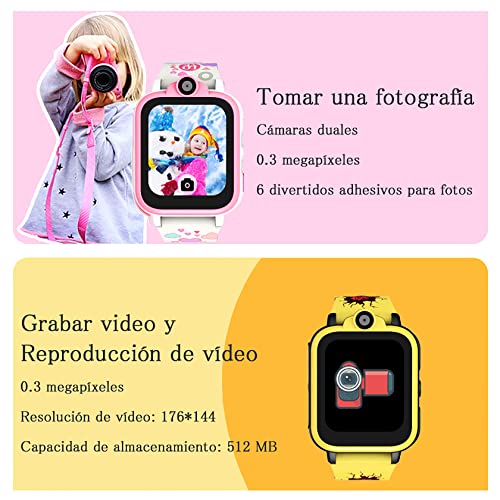 Reloj Inteligente para Niños - Haga y Responder Llamadas, SOS Llamada de Emergencia, 2 Cámaras 18 Juegos 16 Funciones, Smartwatch Fashion Compatible con Tarjetas Nano SIM 2G