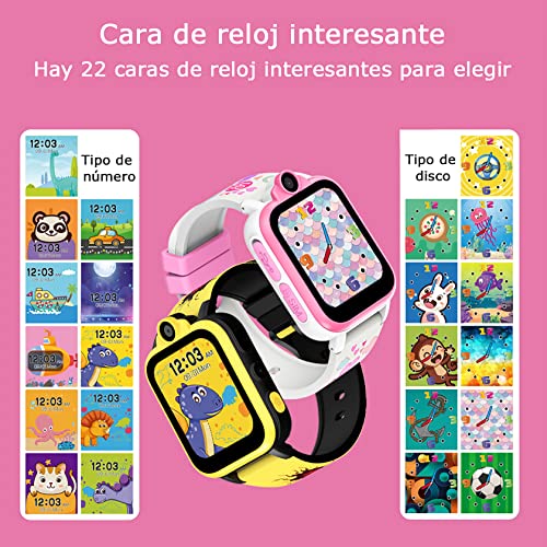 Reloj Inteligente para Niños - Haga y Responder Llamadas, SOS Llamada de Emergencia, 2 Cámaras 18 Juegos 16 Funciones, Smartwatch Fashion Compatible con Tarjetas Nano SIM 2G