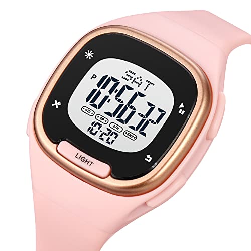 Relojes Digitales para Mujeres Moda Deporte al Aire Libre Impermeable Niñas Relojes con Banda de Silicona Cronómetro Reloj Despertador Calendario LED Multifunción Reloj de Pulsera para Mujer