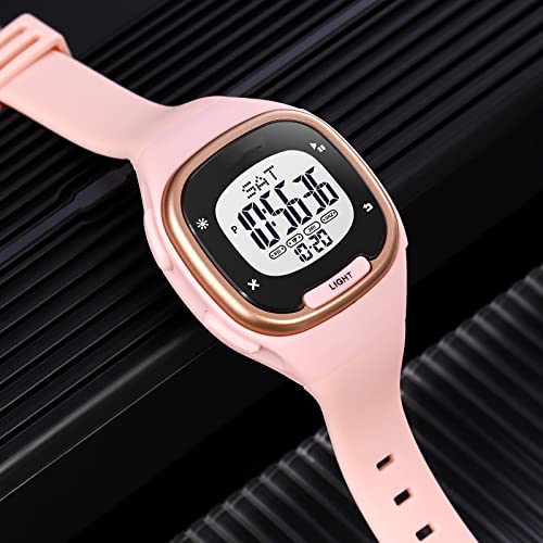 Relojes Digitales para Mujeres Moda Deporte al Aire Libre Impermeable Niñas Relojes con Banda de Silicona Cronómetro Reloj Despertador Calendario LED Multifunción Reloj de Pulsera para Mujer