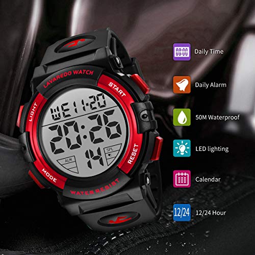 Relojes, Reloj Digital para Hombres, 50M Cronógrafo Impermeable para Exteriores Relojes Deportivos para Hombres con retroiluminación LED y Alarma Azul