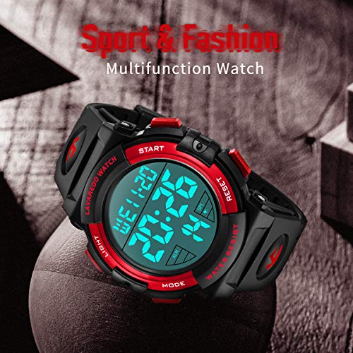 Relojes, Reloj Digital para Hombres, 50M Cronógrafo Impermeable para Exteriores Relojes Deportivos para Hombres con retroiluminación LED y Alarma Azul