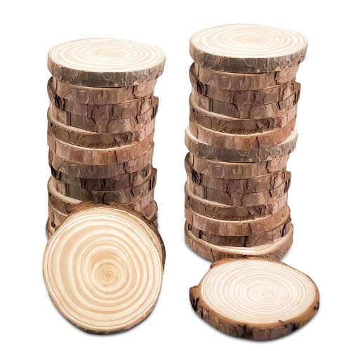 Relota 18 piezas Rodajas de Madera Círculos, Troncos Madera Decoracion Diámetro 7-10cm, Discos de Madera Natural sin Terminar para Manualidades, Pirograbado, Pintura, Posavasos, Adornos del Hogar