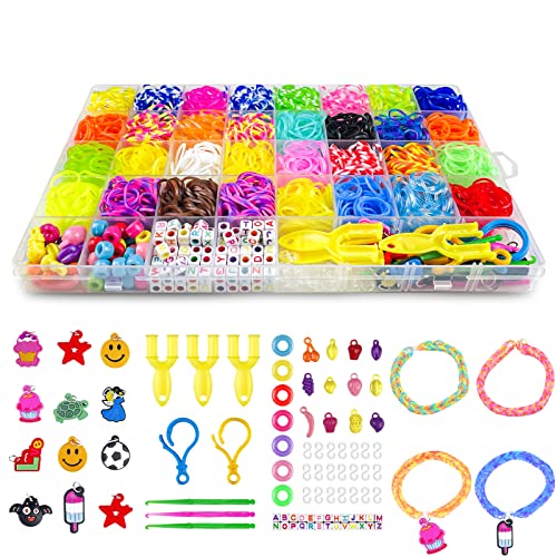 Relota Gomas para Hacer Pulseras Elasticas, 40 Compartimentos, 2500 piezas, para Niños de Anillos y Collares de Bricolaje