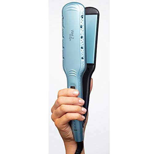 Remington Plancha de Pelo Wet 2 Straight, Cabello Seco y Húmedo, Placas Flotantes Anchas, Cerámica Avanzada Antiencrespamiento, 10 Temperaturas hasta 230°C, Digital, S7350