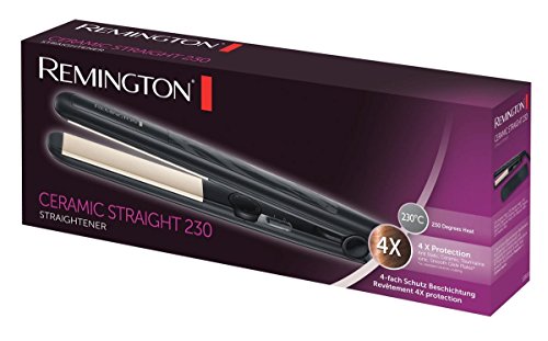 Remington S3500 Plancha de Pelo Ceramic Slim, Placas Flotantes, Cerámica Anti-estática, Turmalina, Capa Protectora Teflón, Protección y Brillo, Temperatura 230°C, Calentamiento 15s, Negro