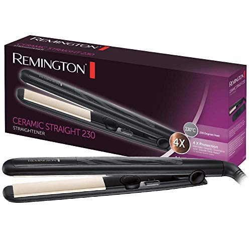 Remington S3500 Plancha de Pelo Ceramic Slim, Placas Flotantes, Cerámica Anti-estática, Turmalina, Capa Protectora Teflón, Protección y Brillo, Temperatura 230°C, Calentamiento 15s, Negro