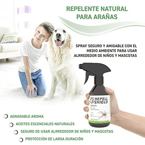 RepellShield Spray Insecticida Arañas Orgánico para Casa, Huerto y Jardín, 250ml - Repelente Arañas con Aceites Esenciales - Alternativa al Mata Arañas Interior y al Ultrasonido Anti Arañas Exterior