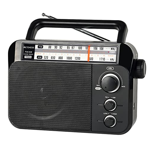 Retekess TR604 Radio portátil, Radio Am FM,Perilla Grande, Altavoz Grande,Admite Ajuste de Agudos y Graves,Adecuado para Personas Mayores