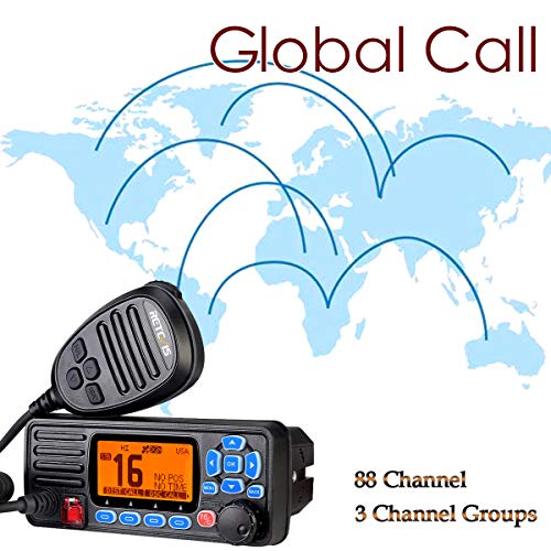 Retevis RA27 Transceptor Marino, IP67 Impermeable, Clase D DSC, GPS, 88 Canales VHF, Dual/Tri-Watch, Apto para Transceptor Marino Profesional Internacional (1 Pieza, Negro)