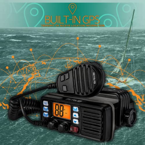 Retevis RM20 Radio Marina Fija, Transceptor Marino, GPS IP67 Transceptor Móvil Impermeable, 25W Triple Watch, Radio VHF, Walkie Talkie Marino con Altavoz para Barcos (1 Pieza)