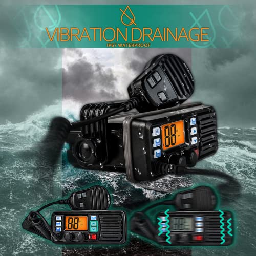 Retevis RM20 Radio Marina Fija, Transceptor Marino, GPS IP67 Transceptor Móvil Impermeable, 25W Triple Watch, Radio VHF, Walkie Talkie Marino con Altavoz para Barcos (1 Pieza)