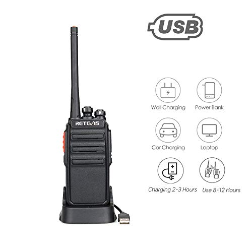 Retevis RT24 Walkie Talkie Recargable, Walkies Profesionales, PMR446 sin Licencia 16 Canales CTCSS/DCS VOX, Walkie Talkie con Cargador USB y Pinganillo, Apto para Adultos y Niños (Negro,1 Par)