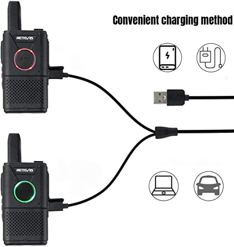 Retevis RT618 Walkie Talkie con Auriculares, Mini Radio PMR446, Radio PTT Doble Largo Alcance y 2 Vías, 16 Canales, VOX, Emergencia, Walky Talky para Hotel, Venta al por Menor (Negro, 4 Piezas)