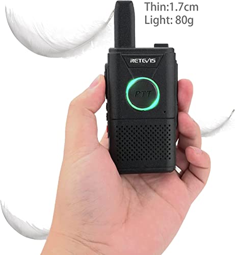 Retevis RT618 Walkie Talkie con Auriculares, Mini Radio PMR446, Radio PTT Doble Largo Alcance y 2 Vías, 16 Canales, VOX, Emergencia, Walky Talky para Hotel, Venta al por Menor (Negro, 4 Piezas)