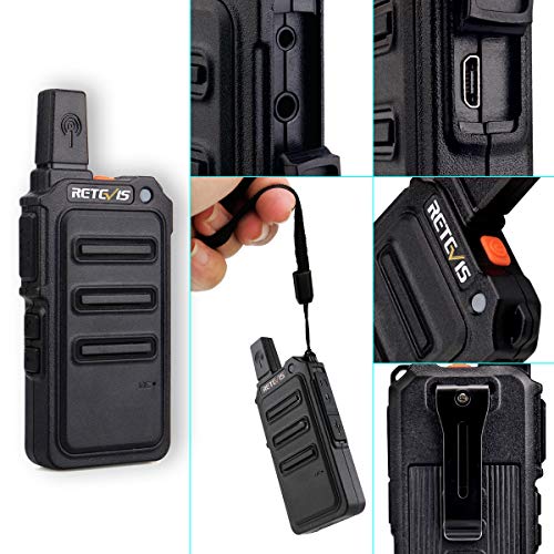 Retevis RT619 Walkie Talkie Profesional, PMR446 sin Licencia 16 Canales, VOX 50CTCSS/210DCS, Walkie Recargable, Mini Walkie Talkie con Auriculars para Familia Gifts, Restaurantes (Negro, 2 Par)