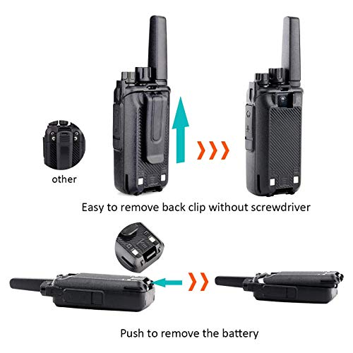 Retevis RT668 Walkie Talkie con Auriculares, Licencia Libre PMR446, Walkie Talkie Largo Alcance Recargable, Portátil Walkie Talkie para Seguridad, Restaurante y Hotel (Negro, 6 Piezas)