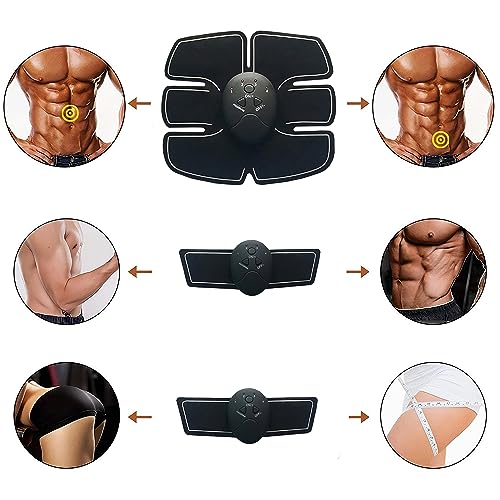 Retoo EMS - Aparato de Entrenamiento para Abdominales, Electroestimulador Muscular, Masajeador Eléctrico Cinturón, 6 Modos de Entrenamiento, Estimulador Muscular Abdomen, Brazo, Piernas, Glúteos