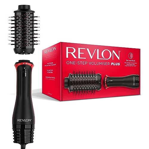 Revlon One-Step Plus Voluminizador, cabezal desmontable, cilindro de titanio y cerámica, cerdas mixtas con púas de carbón activado, tourmaline ionic technology, RVDR5298UK