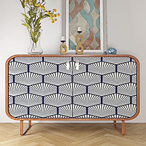 ReWallpaper Papel Pintado Pared Azul Turquesa y Dorado Claro Papel Vinilo Adhesivo Muebles Geometrico 44.5CM×3M Vinilico Papel Adhesivo Pared Dormitorio Moderno Papel Pintado Autoadhesivo Para Baño