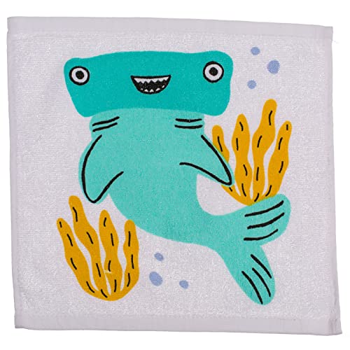 ReWu Toalla mágica de algodón, diseño de animales marinos, juego de 6 unidades, 30x30 cm, regalo de cumpleaños infantil, regalo de viaje, 100% algodón