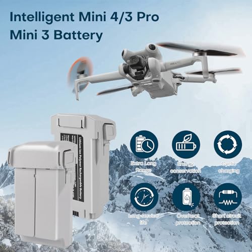 REYGEAK Batería de Vuelo Inteligente Plus (3850 mAh) para dji Mini 4 Pro/Mini 3 Pro/Mini 3,Batería de Larga duración para dji Mini 3/Mini 3 Pro(Resistencia máxima de 47 Minutos)