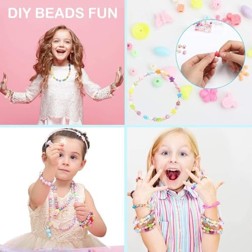 RHQFDM Fabricación de pulseras de cuentas de colores para niños joyas de cuentas de hilo bricolaje pulseras de cuentas de regalo para niños pulseras de cuentas de color