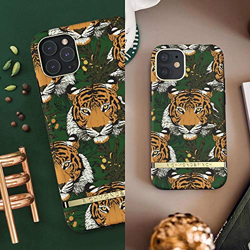 Richmond & Finch Funda Teléfono Diseñada para iPhone 12 Funda, iPhone 12 Pro Funda, 6.1 Pulgada, Tigre Verde Fundas Probadas contra Caídas, Bordes Elevados a Prueba De Golpes, Funda Protectora