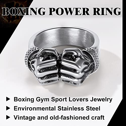 Richsteel Anillo Dedo Puño Boxeo Grande para Caballero, Fist Ring Vintage Anillo Pesado Talla 32.5