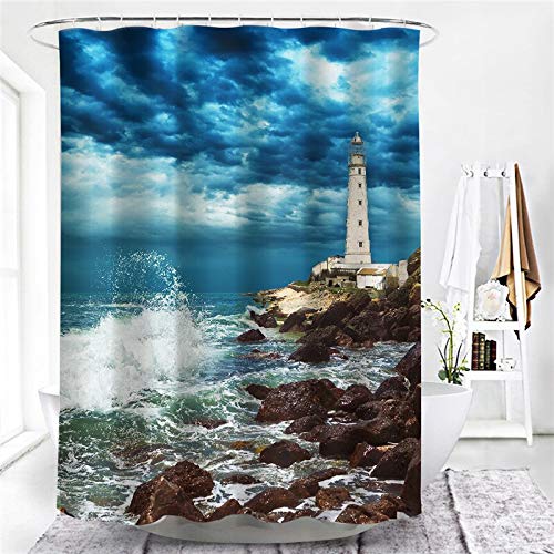 Rideau de séparation de décoration d'intérieur, Rideau de Douche à imprimé Coquille d'étoile de mer imperméable à l'eau Avec Crochet S.14 150x200cm