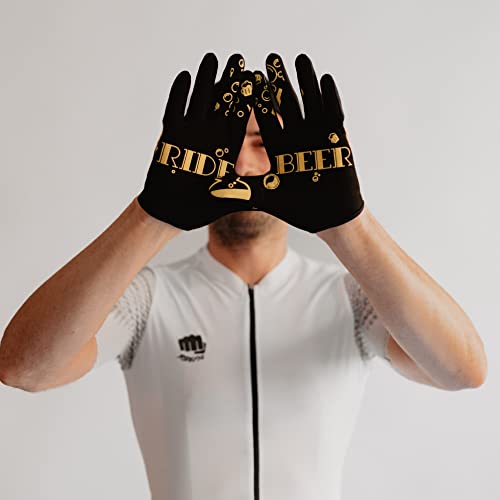 Ridefyl, Guantes Ciclismo Ride & Beer, Talla XS, MTB, Unisex, Deporte, Fitness, Transpirable, Divertido, Táctiles, Elásticos, Agarre Óptimo, Fabricado en España