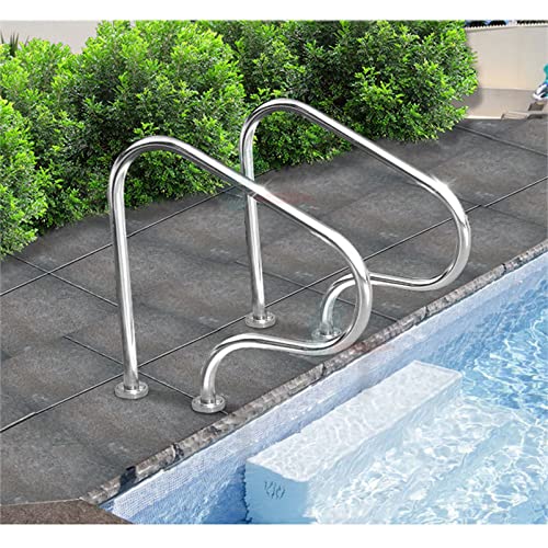 Riel de piscina Rieles de piscina para juego de entrada de piscina enterrada, pasamanos de piscina de 32 x 32, peldaño de escalera de piscina de acero inoxidable 304, riel de agarre de mano de piscina