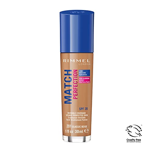 Rimmel London Match Perfection Foundation Base de Maquillaje Tono 201 Classic Beige, 30 ml