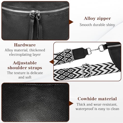 Riñonera Mujer, Riñoneras Moda, Riñonera para Mujer y Hombre, Negro Bolso para Movil Mujer con Monedero Desmontable Bolsos Bandolera Mujer Pequeño con Correa Ancha Ajustable y ExtraíBle