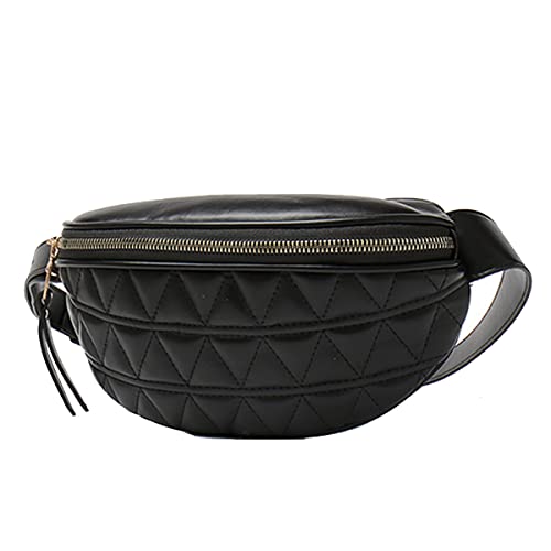 Riñoneras para Mujer Impermeable, Fanny Bag Waist Pack Ajustable Bolso de Cintura de Moda Cuero PU para Viaje Trabajo Fiesta (Negro)