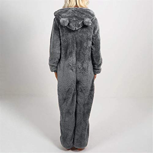 riou 2023 Pijama Invierno Mujer, Enteros Monos Talla Grande Empalme Jumpsuits Onesies Sleepwear Romper Manga Larga Cuello V Suave y Confortable Invierno Fiesta Ropa de Dormir