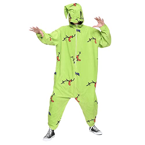 riou 2023 Pijama Navidad Pareja Mujer Hombre Pesadilla Antes de Navidad Insectos y Pijamas con Cremallera de Aguja Monos Jumpsuits Onesies Sleepwear Manga Larga Fiesta Ropa de Dormir