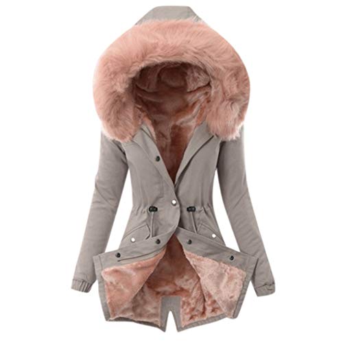 riou Abrigos Plumas Mujer Largo Invierno Chaqueta Parka Felpa Anoraks Slim Fit Camisa de Manga Larga Hoodie Cálido Outerwear al Aire Libre Slim Fit Chaquetas