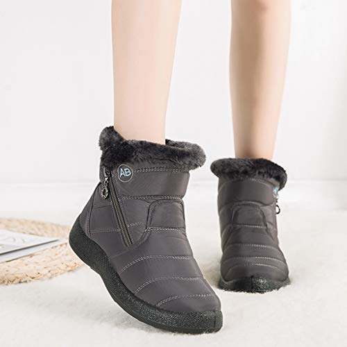 riou Botas Impermeables Mujer Invierno Forradas con Pelo Casual Calzado Romano Corto Botas Caliente Comodo Moda Zapatillas de Senderismo Zapatos Trekking