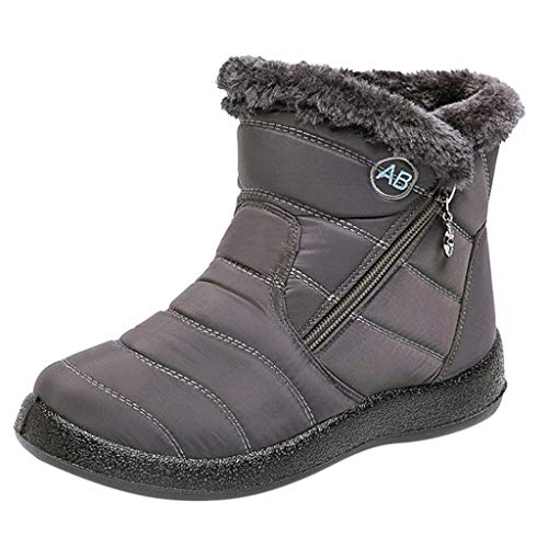 riou Botas Impermeables Mujer Invierno Forradas con Pelo Casual Calzado Romano Corto Botas Caliente Comodo Moda Zapatillas de Senderismo Zapatos Trekking