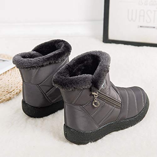 riou Botas Impermeables Mujer Invierno Forradas con Pelo Casual Calzado Romano Corto Botas Caliente Comodo Moda Zapatillas de Senderismo Zapatos Trekking