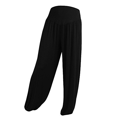 riou Pantalones de Yoga Sueltos Mujer algodón Suave y elástico Pantalones Deportivos de Danza Color sólido Harem Boho Hippy Pantalon Chic