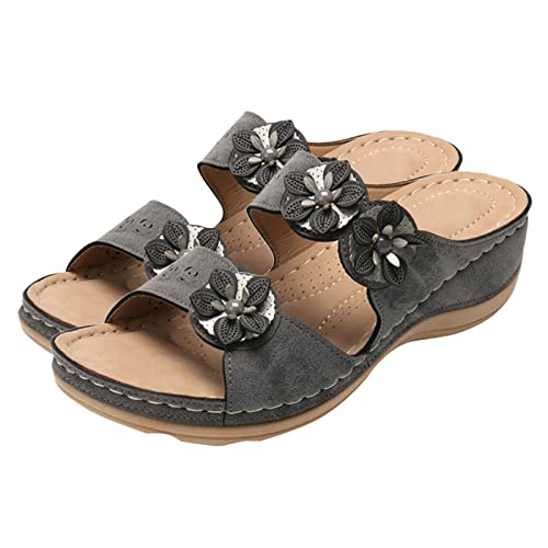 riou Sandalias Mujer Verano 2022 Plataforma Fondo Grueso Zapatos Romanas Ortopedicas Soporte del Arco Chancletas Flip Flop Antideslizante Zapatillas de Playa Interior y Exterior