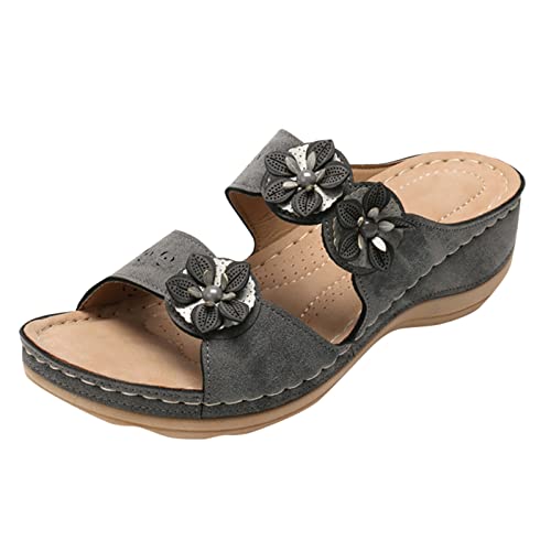 riou Sandalias Mujer Verano 2022 Plataforma Fondo Grueso Zapatos Romanas Ortopedicas Soporte del Arco Chancletas Flip Flop Antideslizante Zapatillas de Playa Interior y Exterior