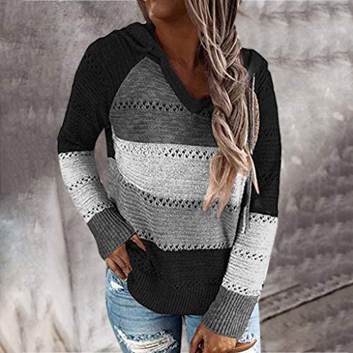 riou Sudaderas Mujer con Capucha Jersey Sweatshirt Talla Grande Suéter Cardigan Manga Larga Otoño Invierno Hoodie Tejido de Punto Tops Pullover S-5XL